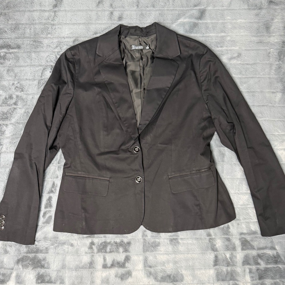 New York & Company 7th Avenue Black 2-Button Blazer Jacket Size 14